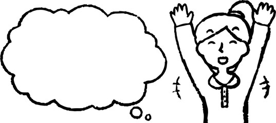 Upper body of woman face and pose with Speech Balloon