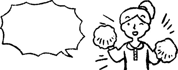 Upper body of woman face and pose with Speech Balloon