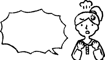 Upper body of woman face and pose with Speech Balloon