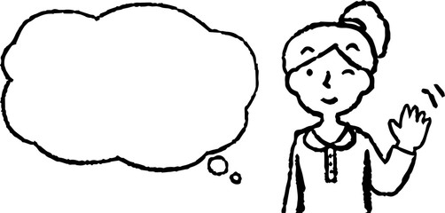 Upper body of woman face and pose with Speech Balloon