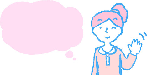 Upper body of woman face and pose with Speech Balloon