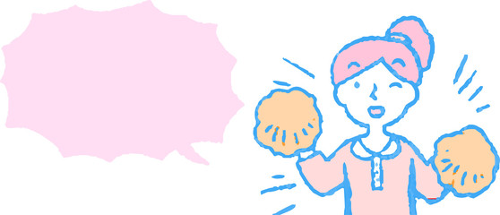 Upper body of woman face and pose with Speech Balloon