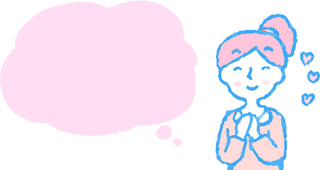 Upper body of woman face and pose with Speech Balloon