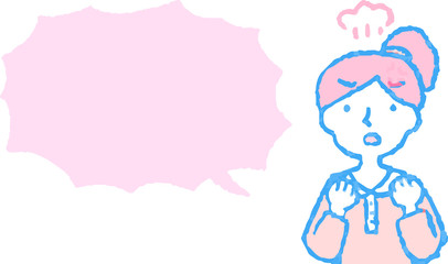 Upper body of woman face and pose with Speech Balloon