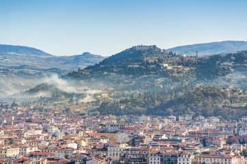 Fototapeta na wymiar Fiesole seen from the Dome of Florence, Italy
