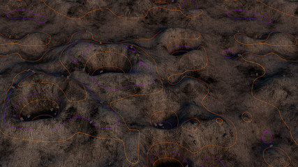 Fantastic terrain crater surface 3D render