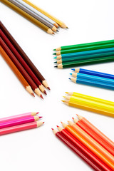 Fototapeta premium Close-Up Of Colored Pencils ON White