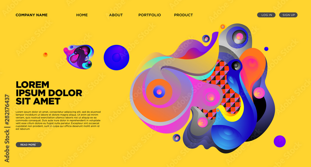 Poster website landing page background with abstract fluid style