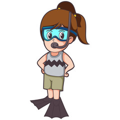 summer holiday kid wearing snorkeling ready to diving
