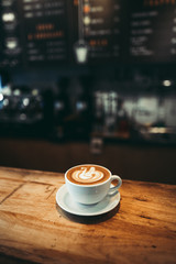 Hot Coffee in the cafe Coffee cup in the cafe bar