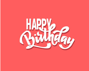 Happy birthday hand lettering text, brush ink calligraphy, vector type design, isolated on white background.