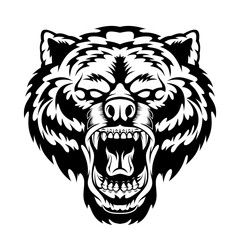 Roaring bear head mascot.