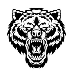 Roaring bear head mascot.