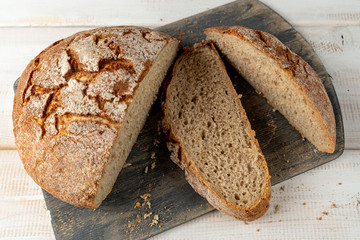sliced rye bread on table close up