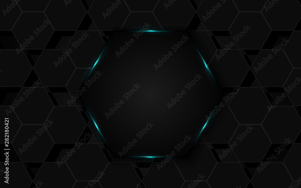 Aufkleber abstract technology background with hexagon texture pattern a combination with light neon blue color