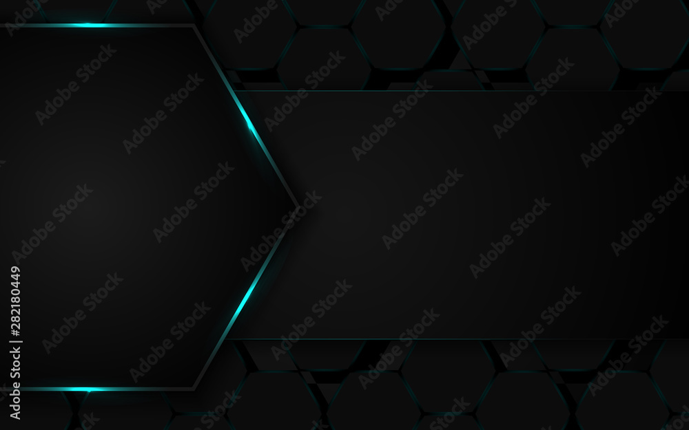 Aufkleber abstract technology background with hexagon texture pattern a combination with light neon blue color