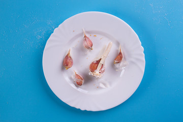 simple meal. garlic in plate