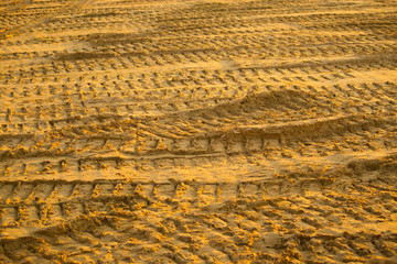car tracks on the sand