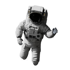 astronaut performing space walk, isolated on white background © dottedyeti