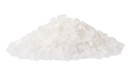 A heap of sea salt isolated on white background.