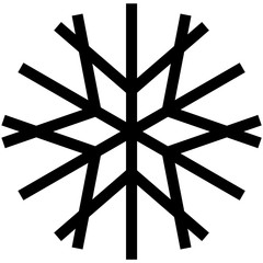Black snow icon on a white background. Stylized snowflake in linear style. Snowflake symbol for logo. Element to create a design for winter themes.