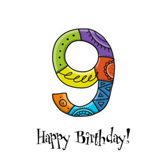 9th anniversary celebration. Greeting card template