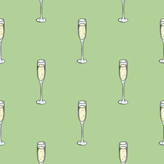 Sparkling Wine Seamless Pattern