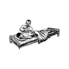 Asian man do Acupuncture care and precision logo design