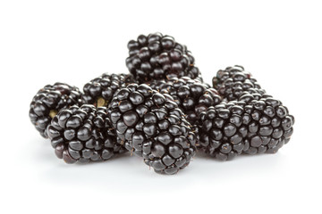 heap of fresh ripe blackberry fruits isolated on white background