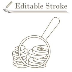 Magnifying Over Coins Stack Icon
