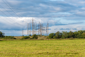 High voltage power line in the countryside