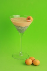 glass with chia and medlars pudding