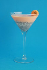 glass with chia and medlars pudding