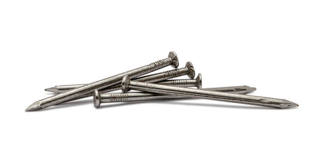 Set metal nail isolated on white background. File contains with clipping path so easy to work.