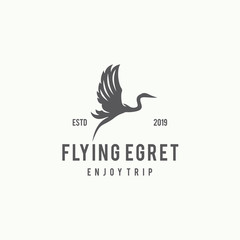 Fototapeta na wymiar Flying Egret Logo Design Template Inspiration - Vector