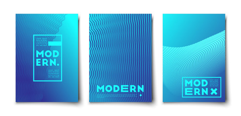 Sea waves minimal halftone gradient covers set