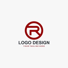 Letter R logo design. Monogram R type abstract symbol. Initial R in circle vector icon.