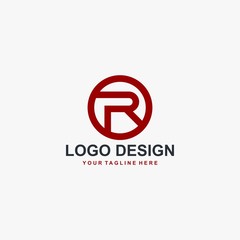 Letter R logo design. Monogram R type abstract symbol. Initial R in circle vector icon.