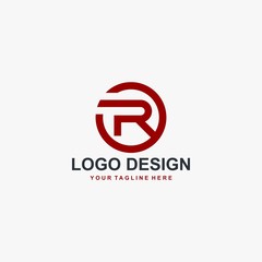 Letter R logo design. Monogram R type abstract symbol. Initial R in circle vector icon.
