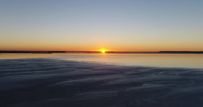 Stunning sunrise over salt lake