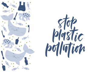 Stop plastic pollution banner template