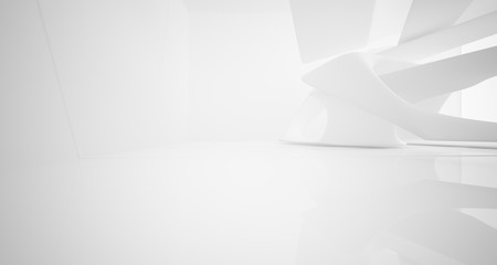 White smooth abstract architectural background. 3D illustration and rendering