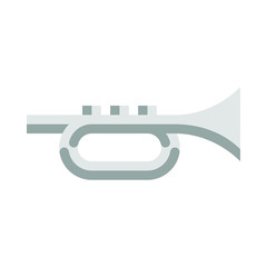 Obraz premium Silver flat trumpet icon. klaxon symbol.