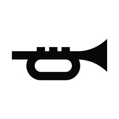 Black silhouette trumpet icon. klaxon symbol.