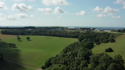Goodwood countryside aerial view with racecourse background