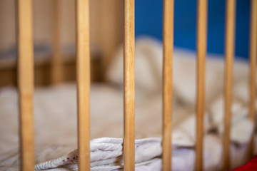 Baby cot, rods of crib, without child