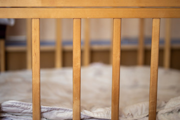 Baby cot, rods of crib, without child