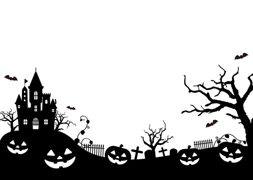 Halloween silhouette (pumpkin, castle etc.) vector illustration. 