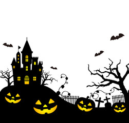Halloween silhouette (pumpkin, castle etc.) vector illustration. 