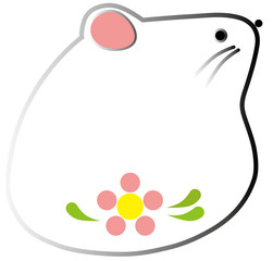 イラスト素材　干支　ねずみ白